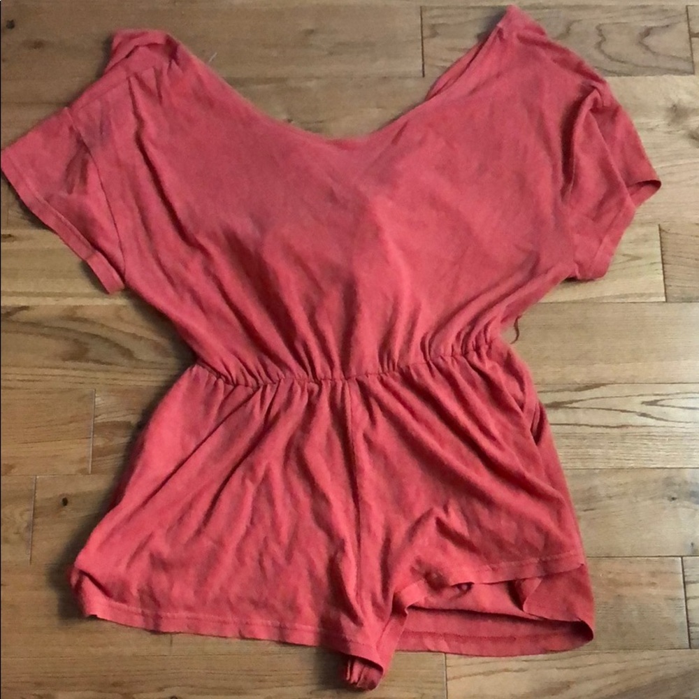 Free People Orange Wrapped romper; SIZE SMALL